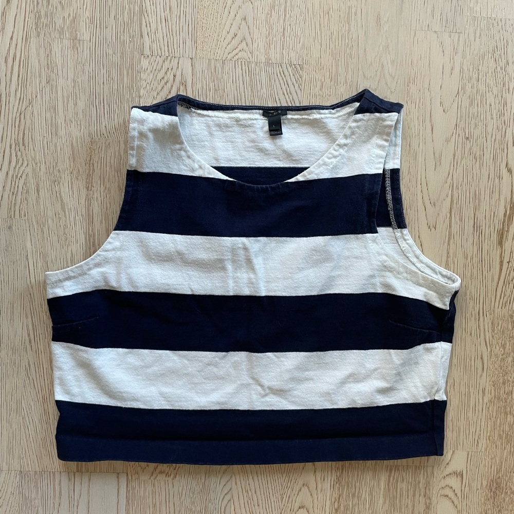JCrew striped cotton cropped tank top